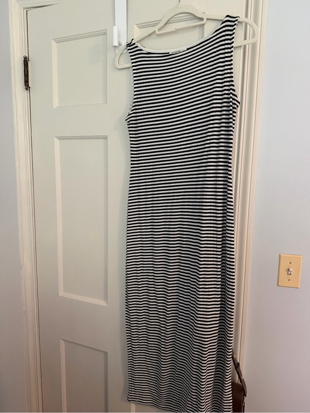Active USA Black & White Striped Sleeveless Maxi Dress